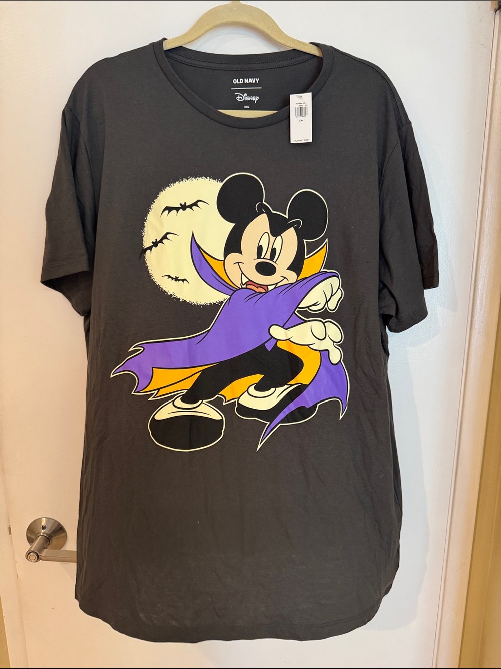 Old Navy Black Mickey Mouse Vampire Tee with Purple & Yellow Accents